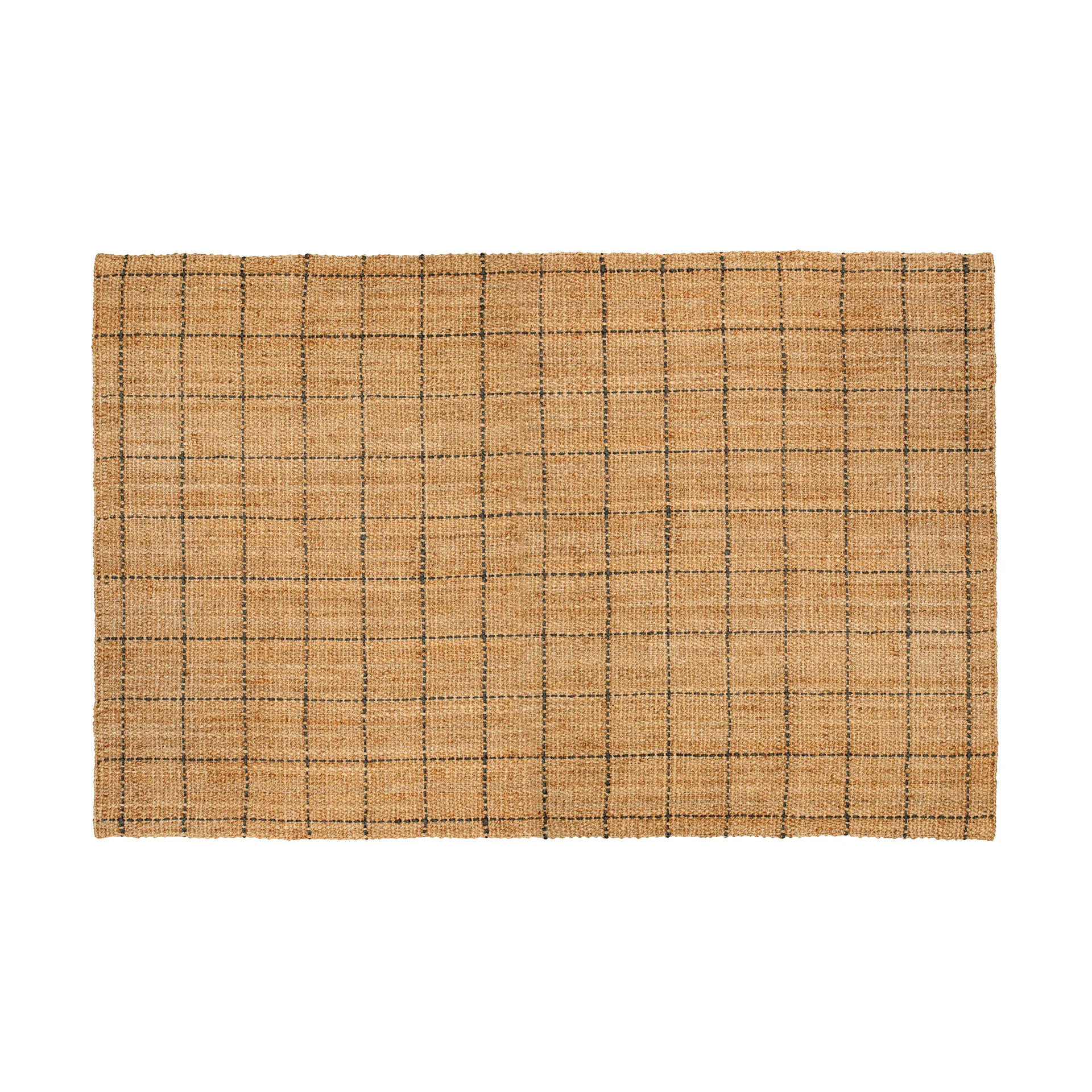 Freja juteteppe rutete 190 x 290 cm, Natural-dark grey Dixie