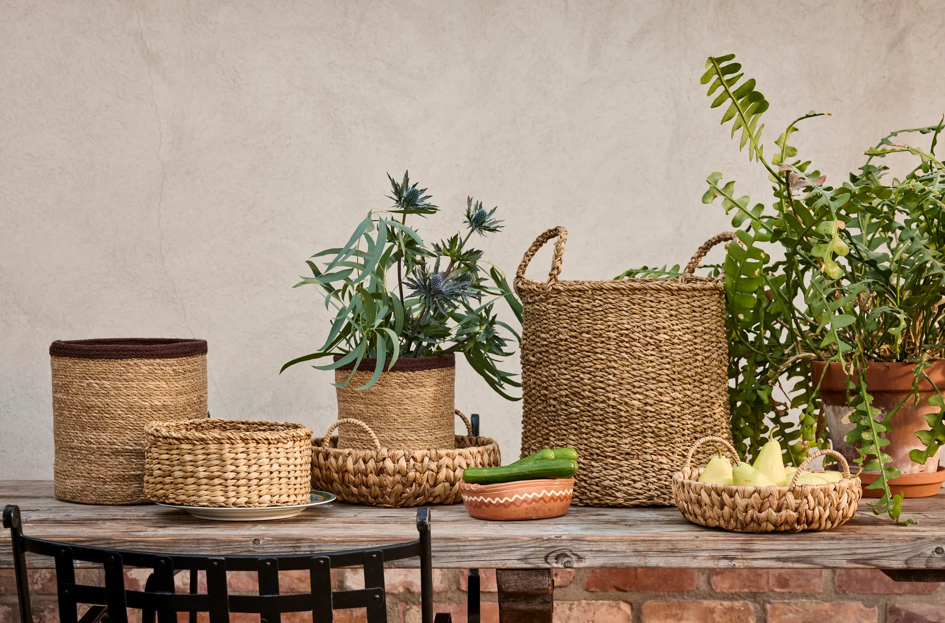 Lily kurv med håndtak 2 deler, Naturlig Dixie