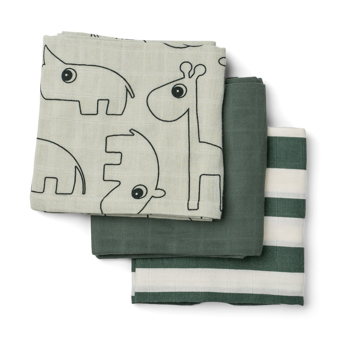 Done by deer Deer Friends vaskeklut 3-pk Green