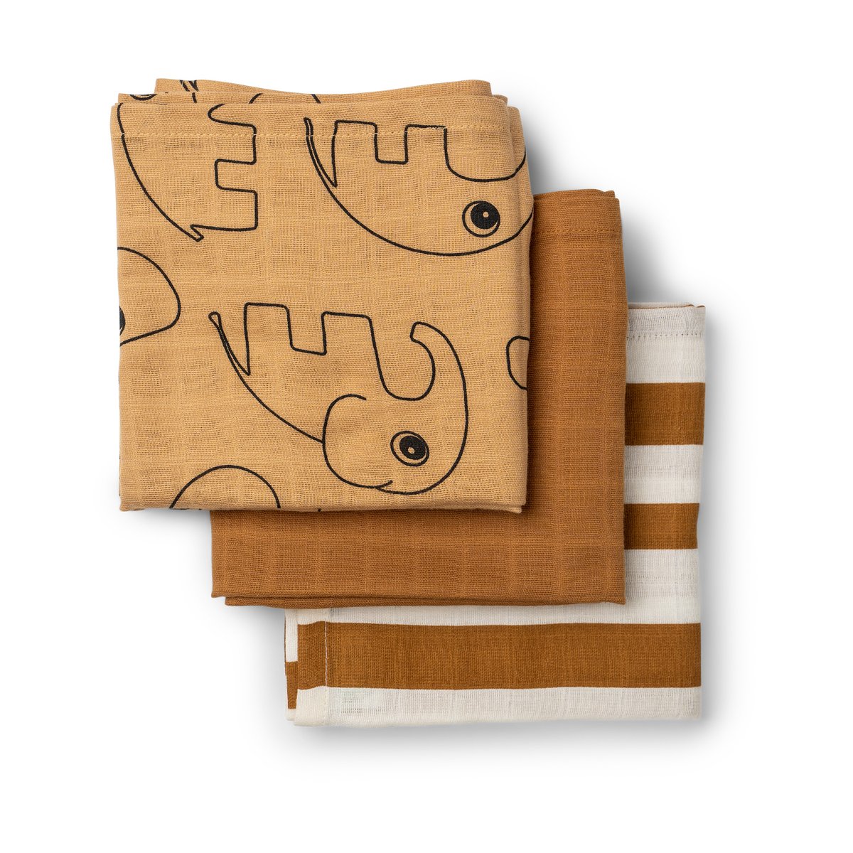 Done by deer Deer Friends vaskeklut 3-pk Mustard