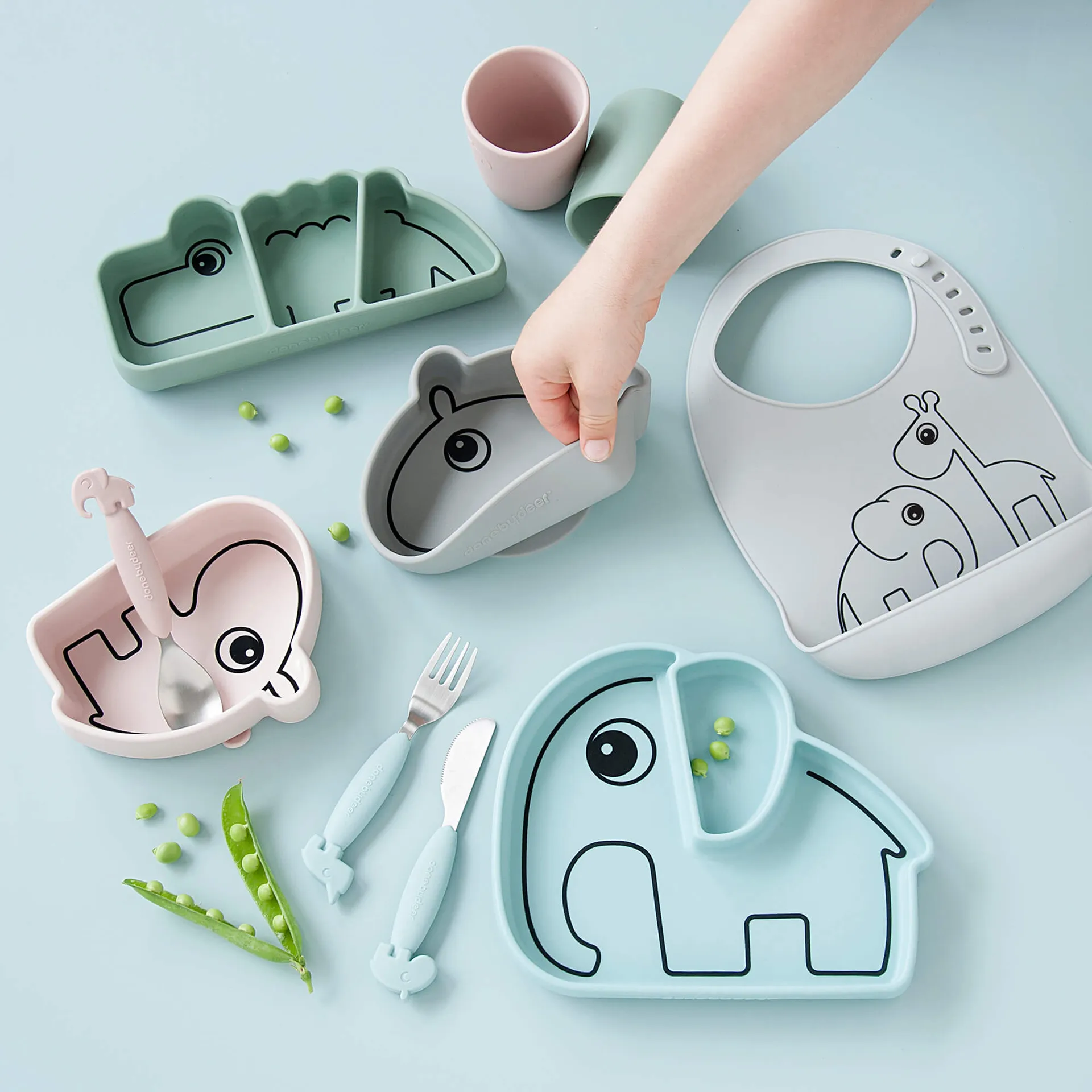 Elphee Stick&Stay barnetallerken 17x20 cm, Blue Done by deer