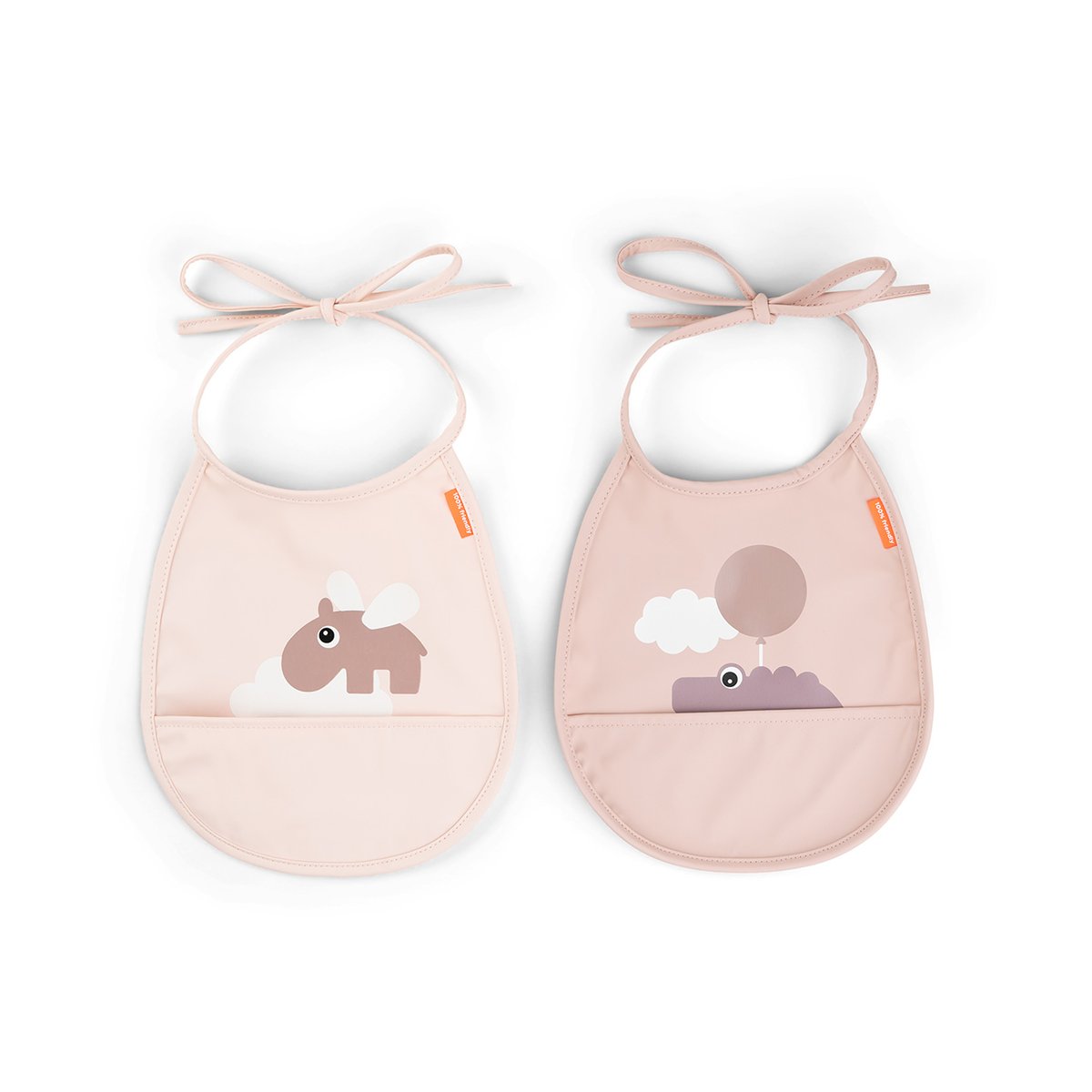 Done By Deer Happy clouds Tiny pocket Smekke 2-Pack, Powder -  Tåteflasker & Tilbehør  - 100% Polyester