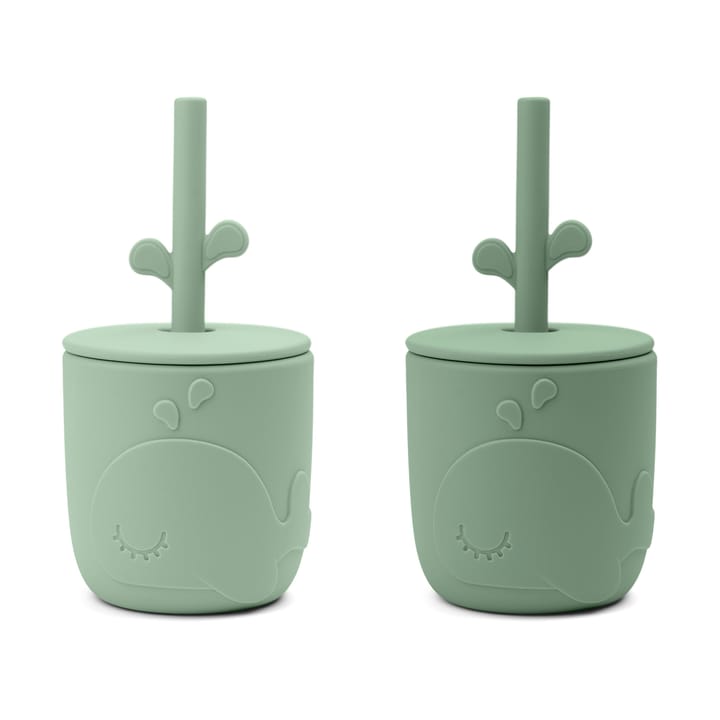 Wally kopp med peekaboo sugerør 2-pk - Green - Done by deer