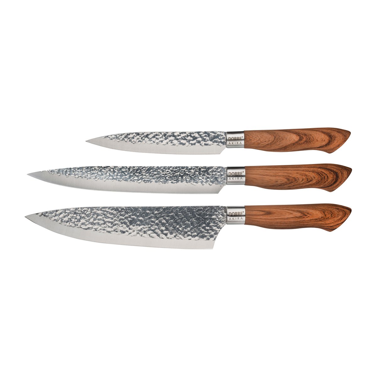 Dorre Akira knivsett i rustfritt stål 3 kniver Brun