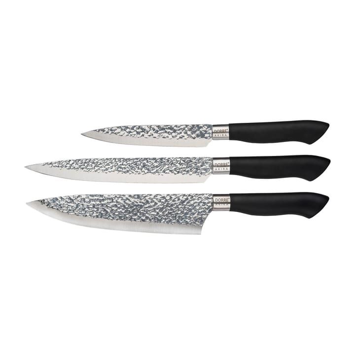 Akira knivsett i rustfritt stål 3 kniver - Sort - Dorre
