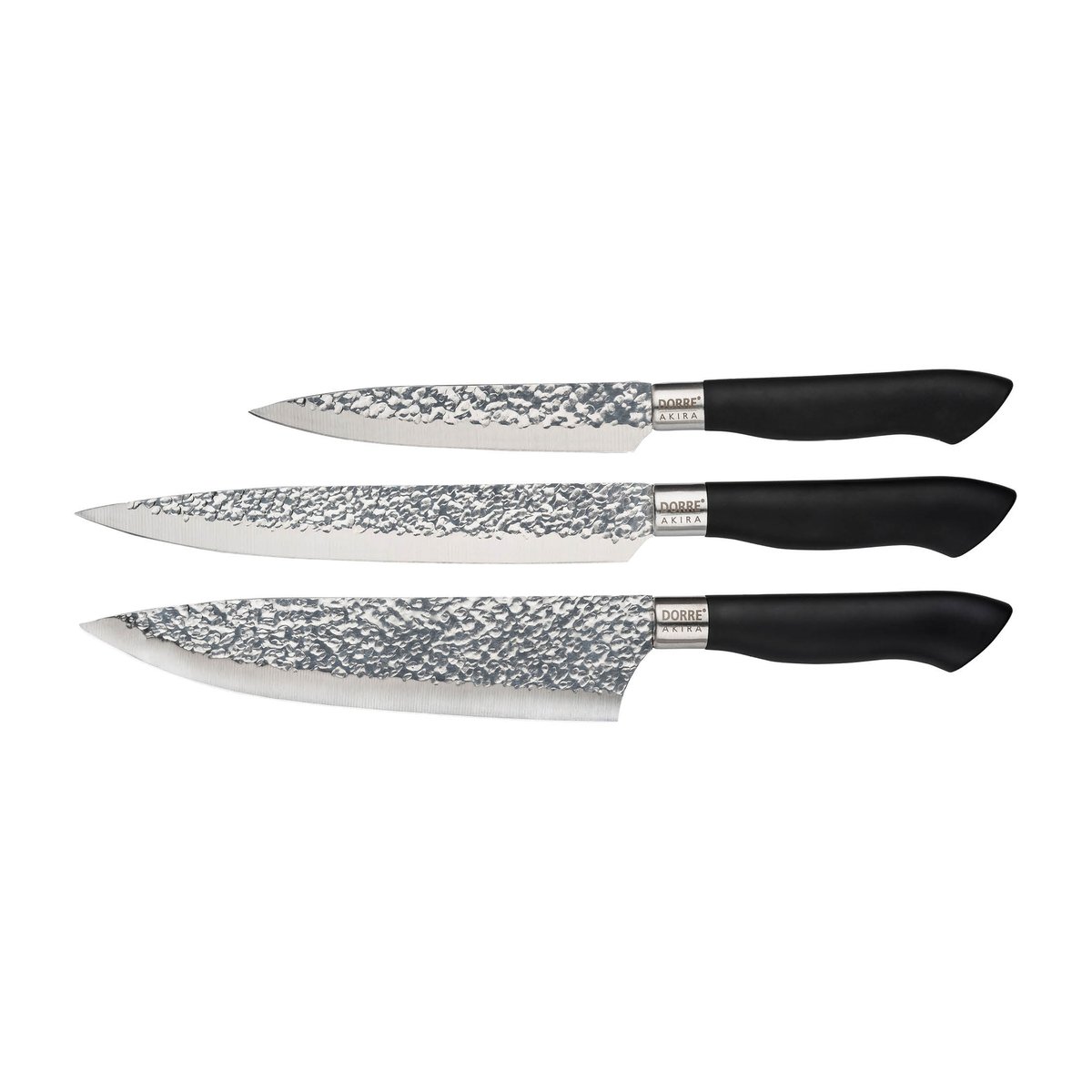 Dorre Akira knivsett i rustfritt stål 3 kniver Sort