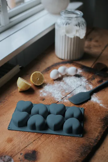Beck bakeform - Grå, hjerte, silikon, 8 stk - Dorre