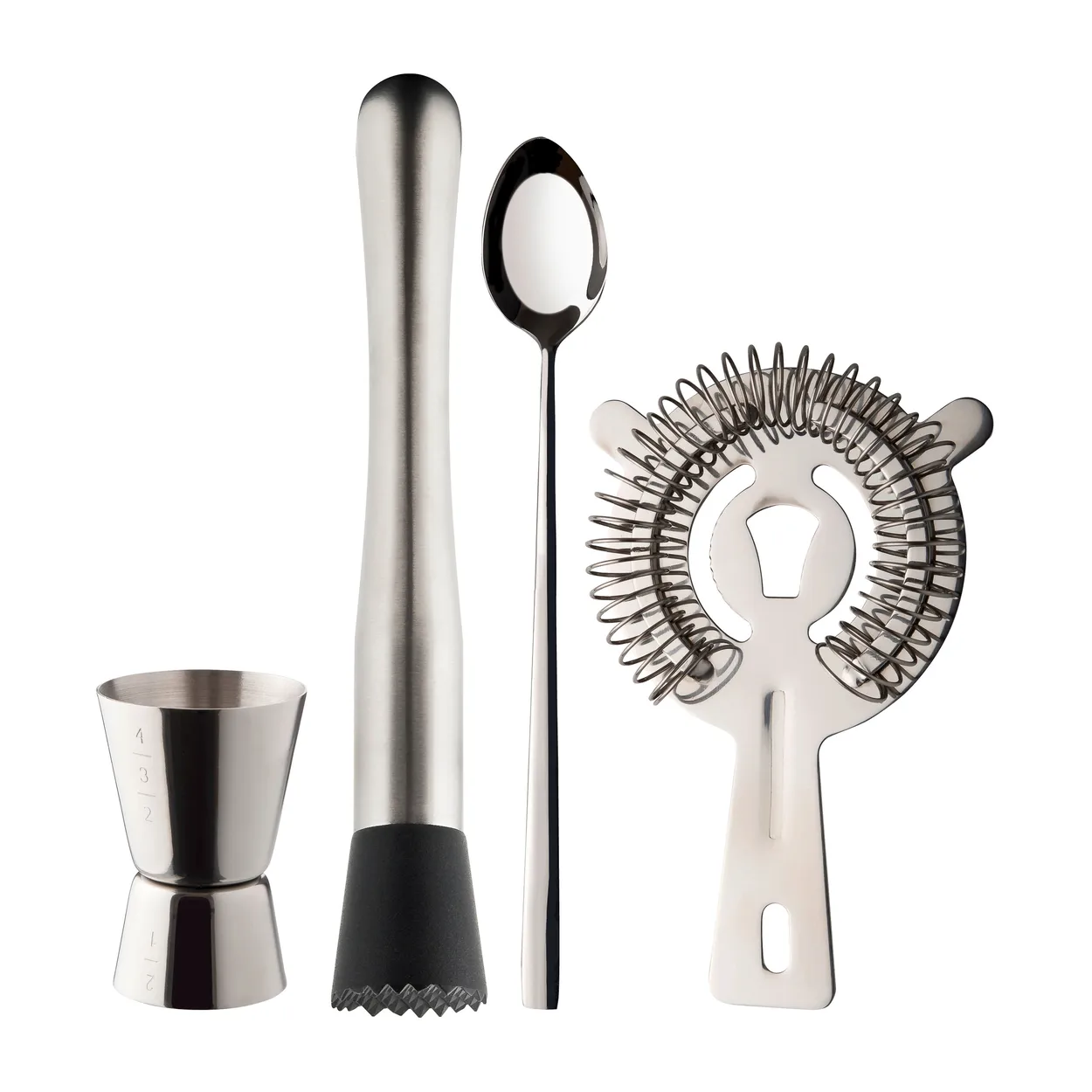 Dorre Dillon barsett 4 deler Rustfritt stål | Skandinavisk Design | Vinutstyr & Barutstyr | Sølv