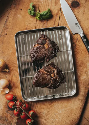 Gili gastroblekk - Rustfritt stål, med rist, 31,5×24,5 cm - Dorre