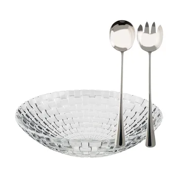 Glitter salatskålsett - Glass-rustfritt stål, 3 deler - Dorre