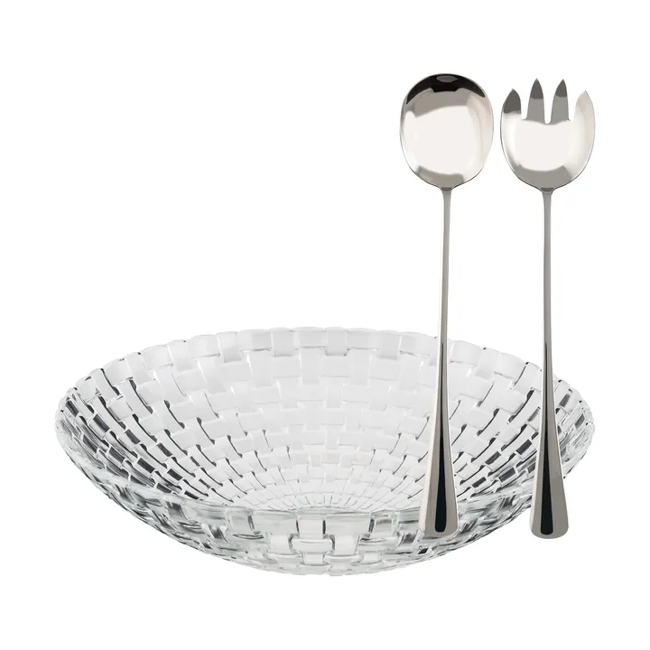Glitter salatskålsett - Glass-rustfritt stål, 3 deler - Dorre