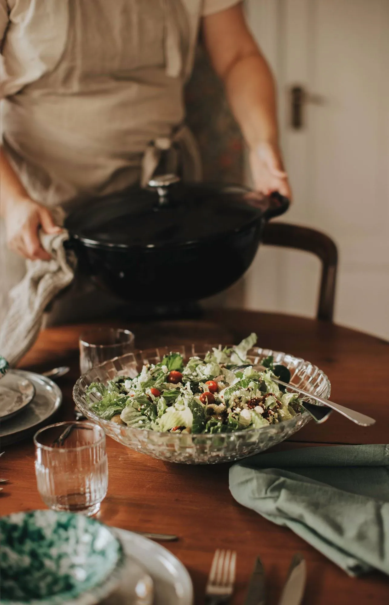 Glitter salatskålsett, Glass-rustfritt stål, 3 deler Dorre