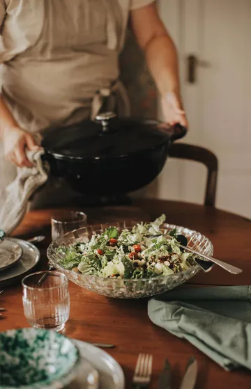 Glitter salatskålsett - Glass-rustfritt stål, 3 deler - Dorre