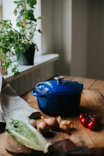 Gretl støpejernsgryte rund knopp rustfritt stål 4 L - Blå - Dorre
