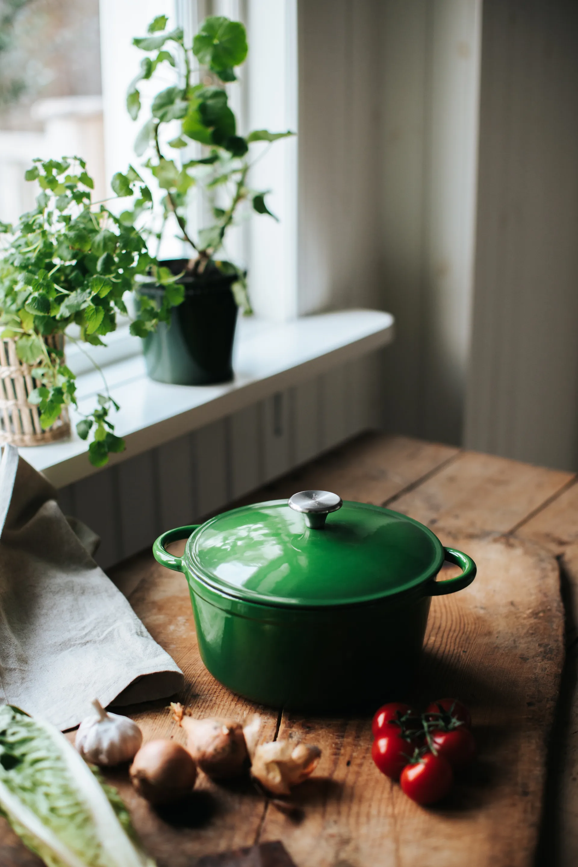 Gretl støpejernsgryte rund knopp rustfritt stål 4 L, Grønn Dorre