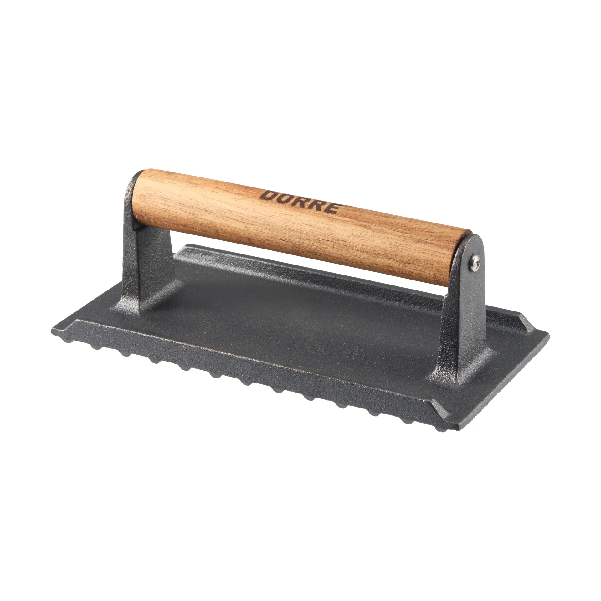 Griffin grillpresse/stekevekt, Støpejern, trehåndtak, 20×10 cm Dorre