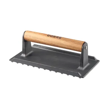 Griffin grillpresse/stekevekt - Støpejern, trehåndtak, 20×10 cm - Dorre