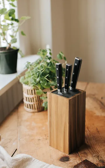 Kini Knivblokk firkantet akasietre - 23,5×10,7×10,7 cm - Dorre