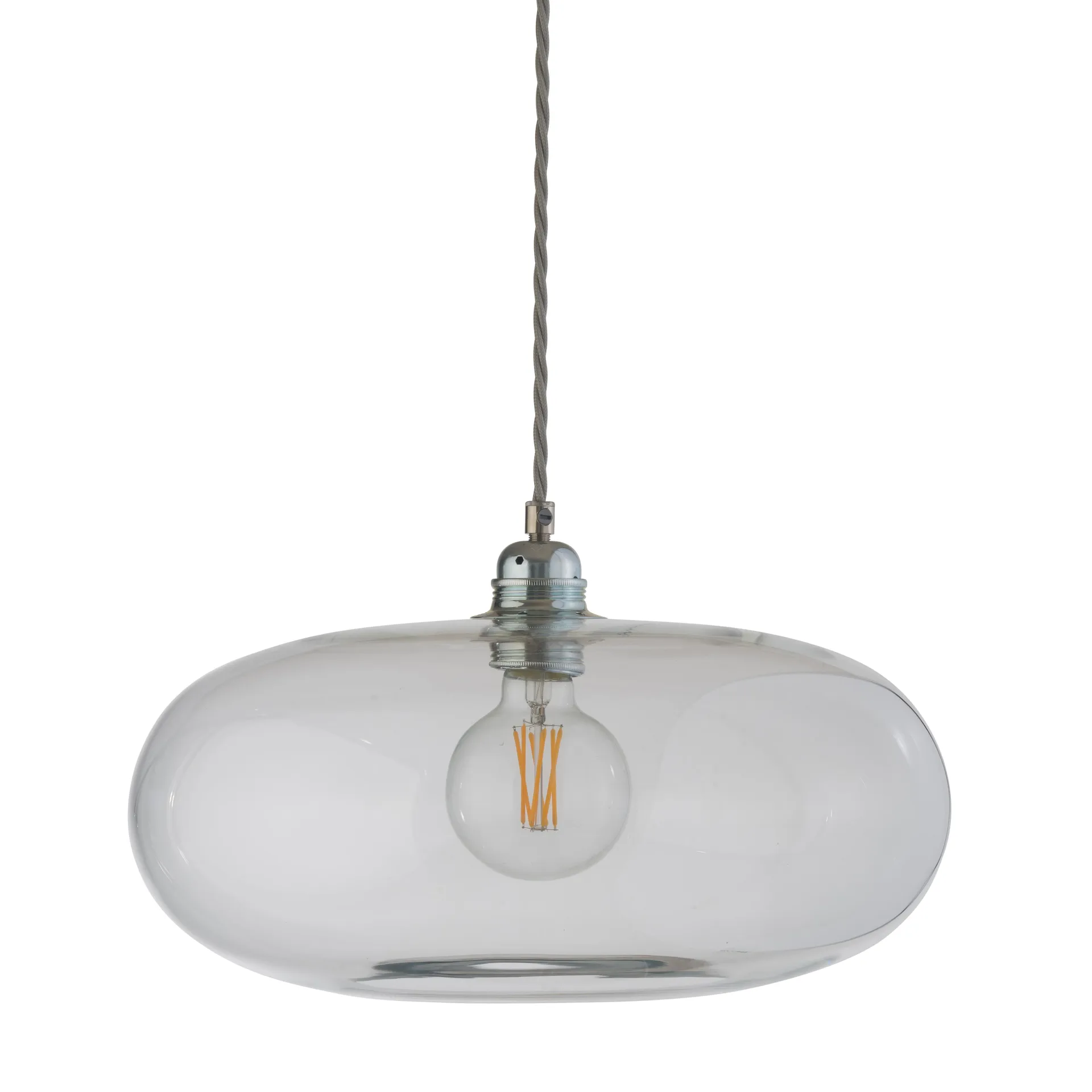 Horizon taklampe Ø 36 cm, Klar m. sølvledning EBB & FLOW