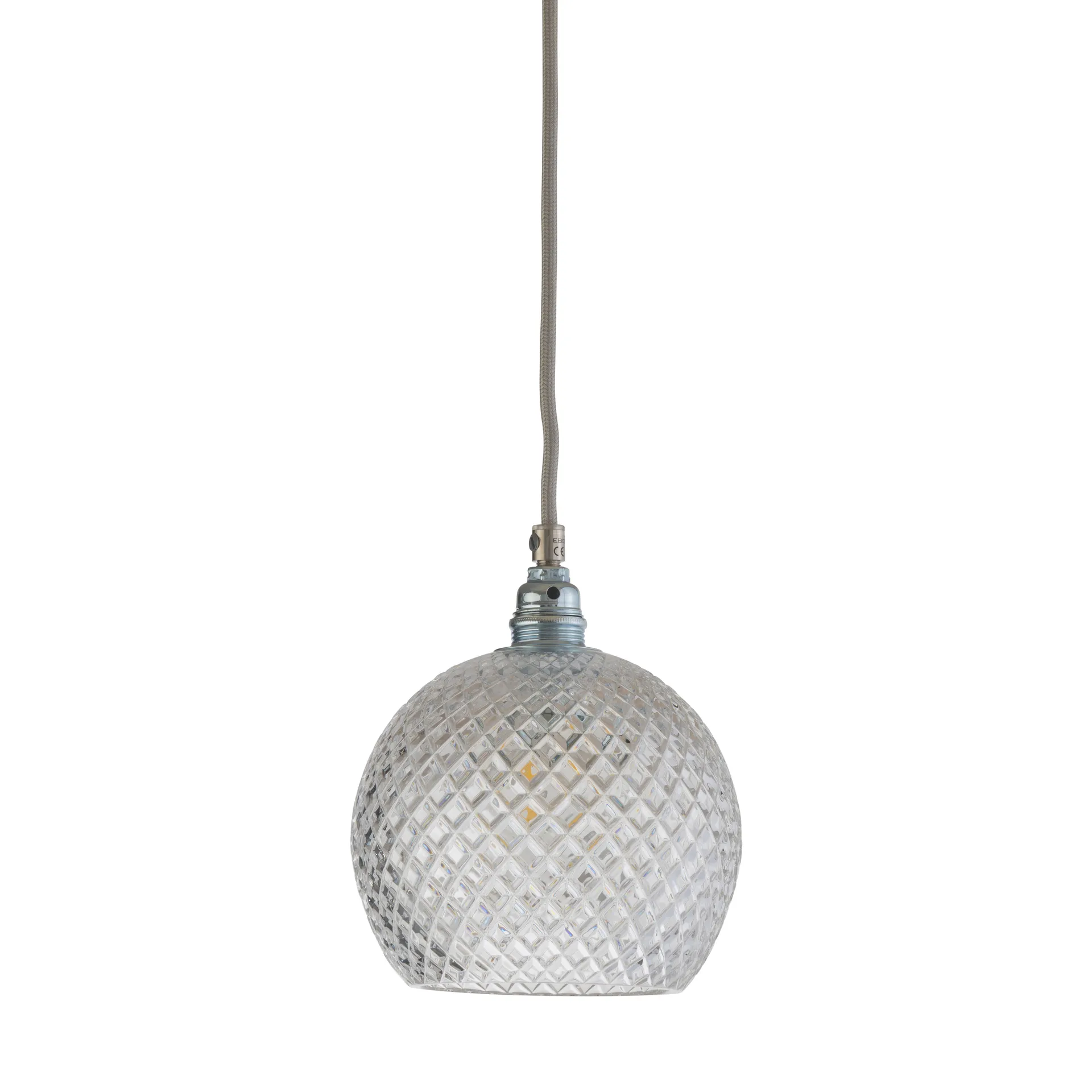 Rowan taklampe Chrystal Ø 15,5 cm, Small check m. sølvledning EBB & FLOW