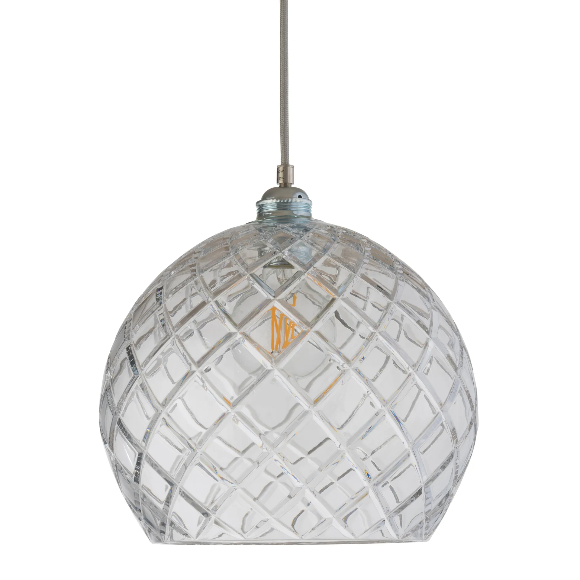 Rowan taklampe Chrystal Ø 28 cm, Medium check m. sølvledning EBB & FLOW