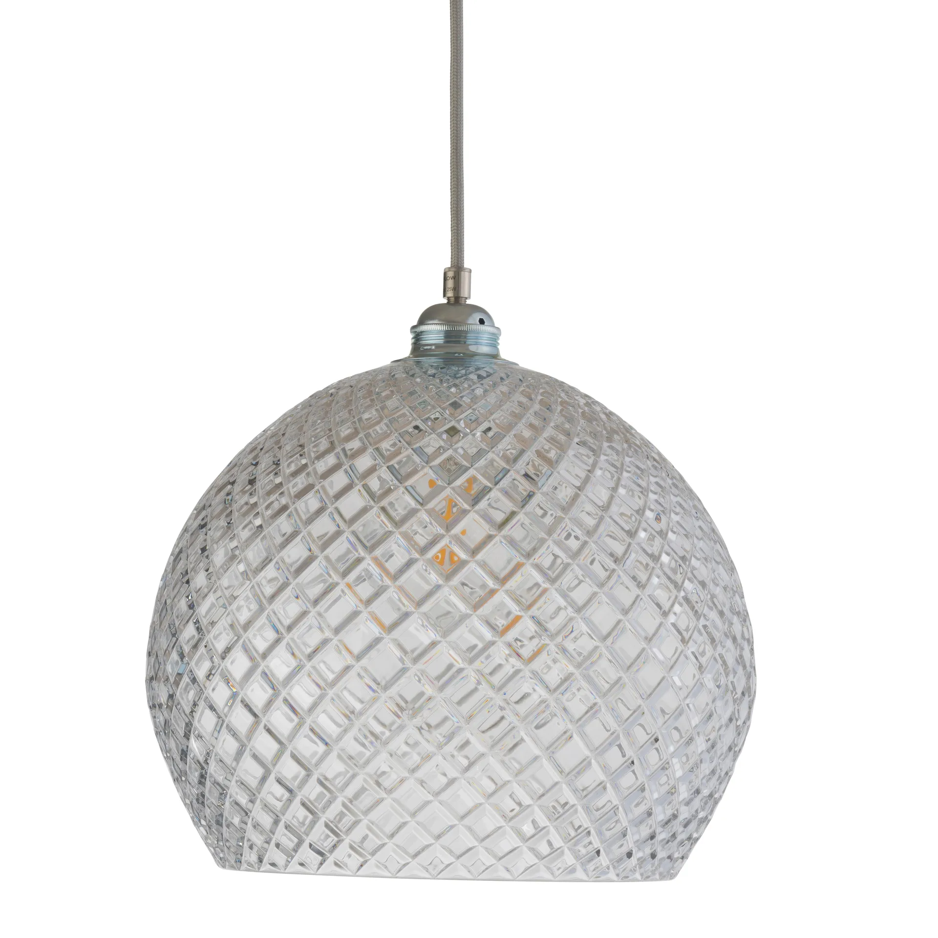 Rowan taklampe Chrystal Ø 28 cm, Small check m. sølvledning EBB & FLOW