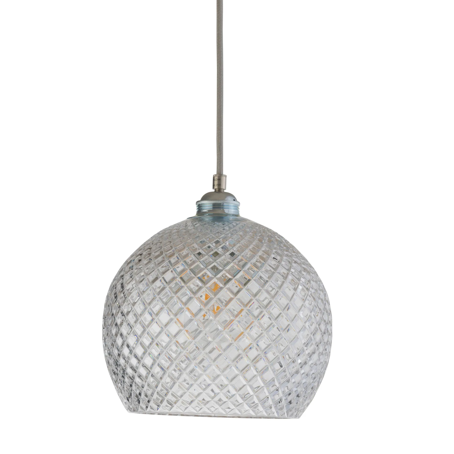 Rowan taklampe Crystal Ø 22 cm, Small check m. sølvledning EBB & FLOW
