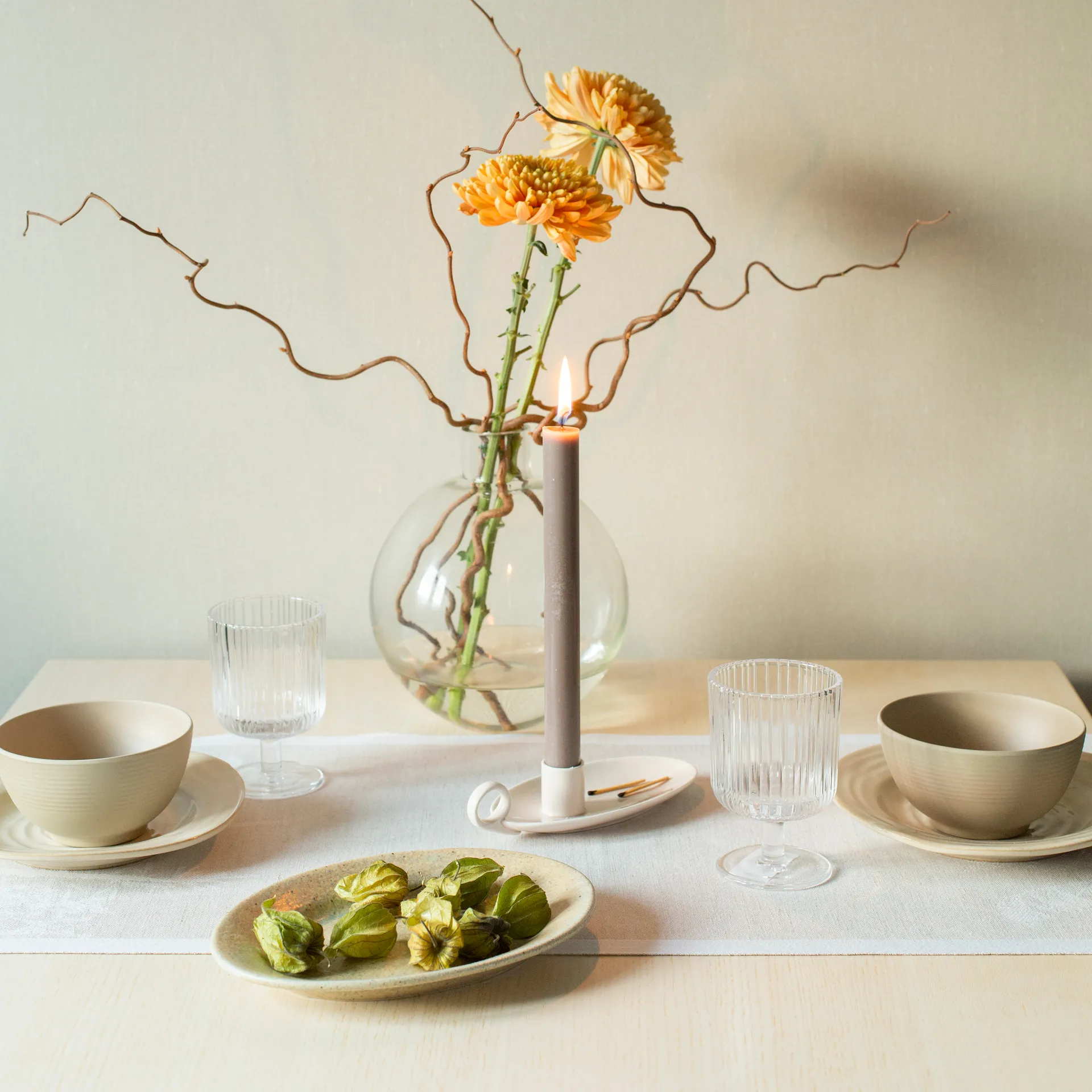 Airy bordsløper 35x120 cm, Beige Ekelund Linneväveri