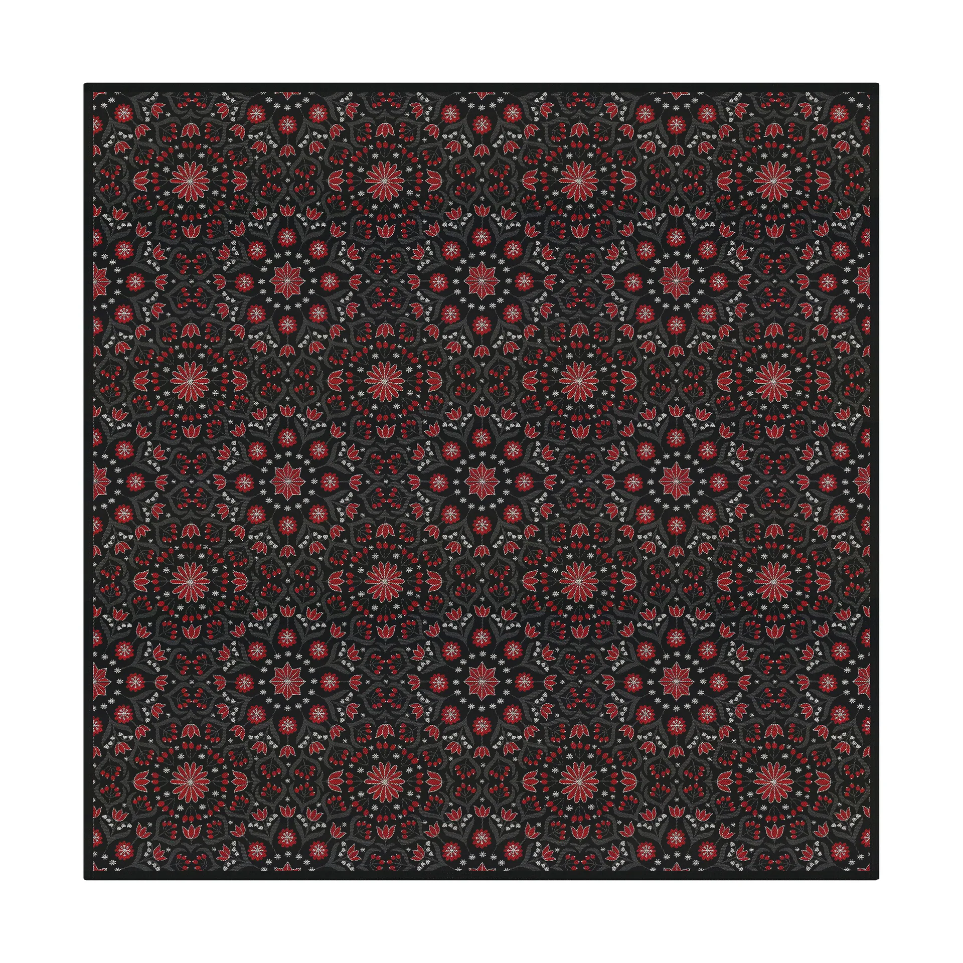 Bettys jule duk 145x145 cm, Rød-svart Ekelund Linneväveri