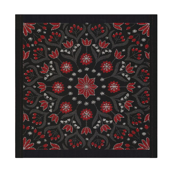 Bettys jule serviett 35x35 cm - Rød-svart - Ekelund Linneväveri