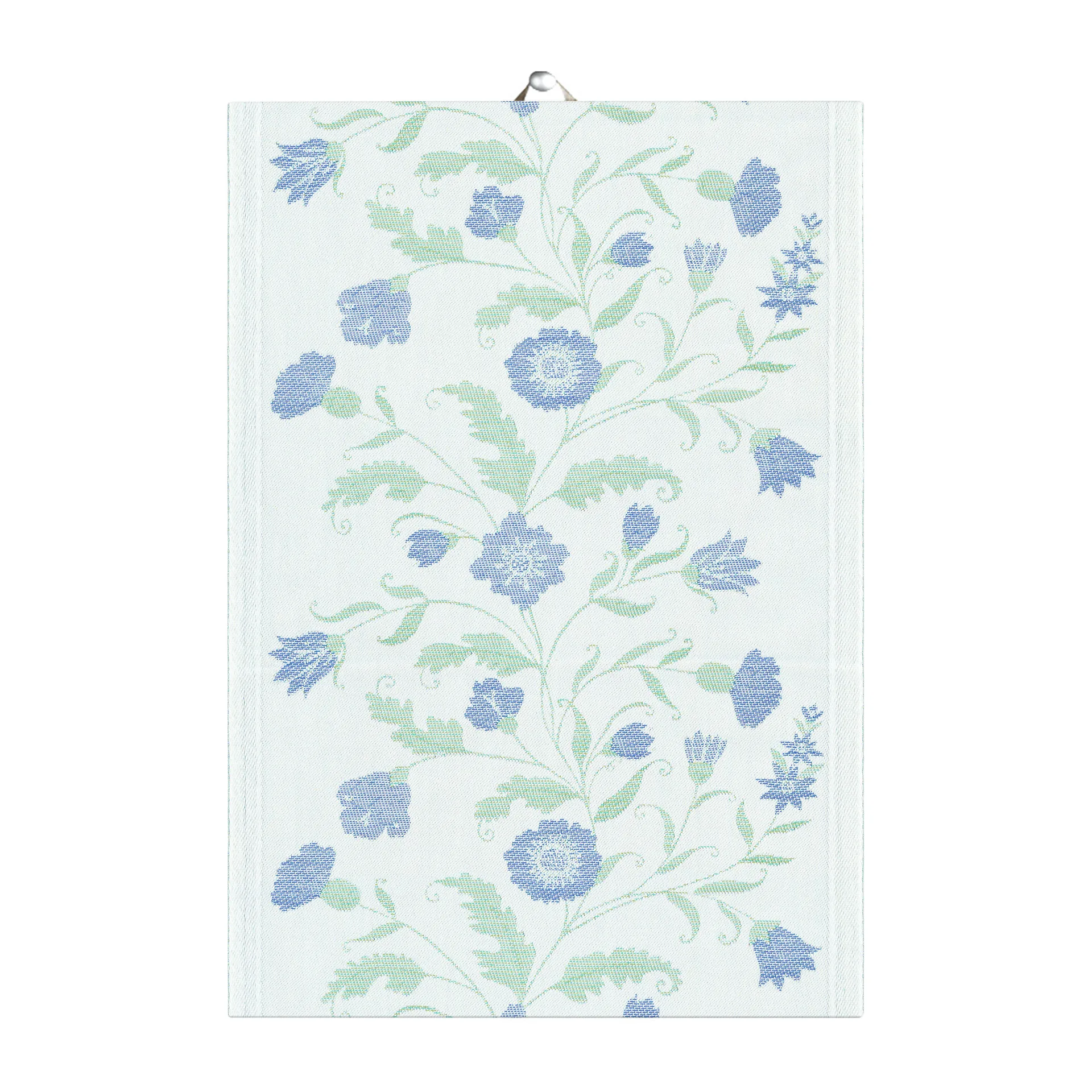 Blå blomst kjøkkenhåndkle, 35 x 50 cm Ekelund Linneväveri