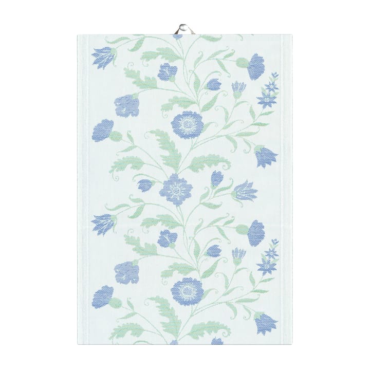 Blå blomst kjøkkenhåndkle - 35 x 50 cm - Ekelund Linneväveri