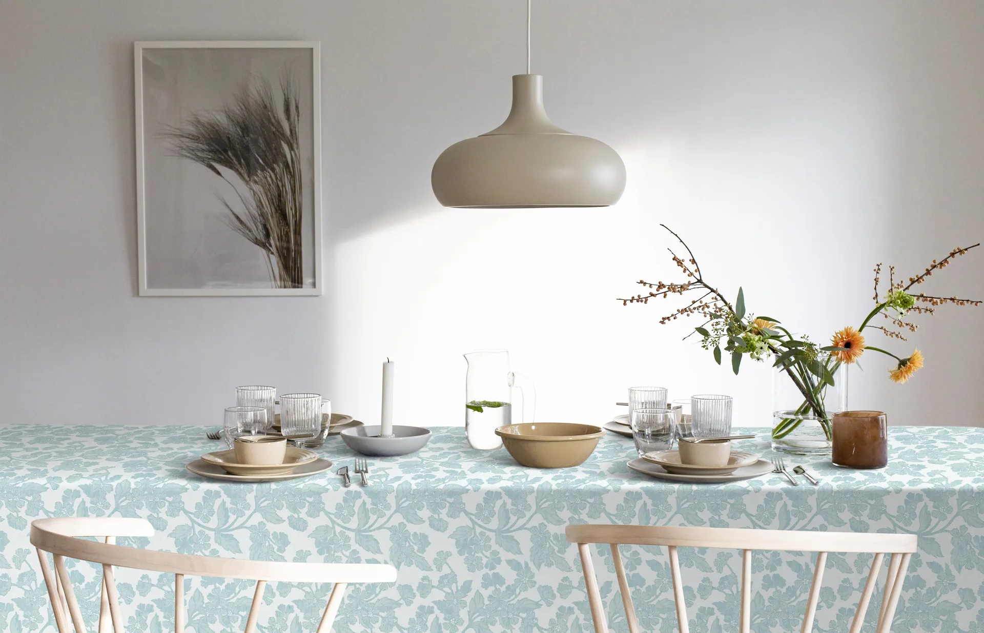 Blomranka duk, 150 x 150 cm Ekelund Linneväveri