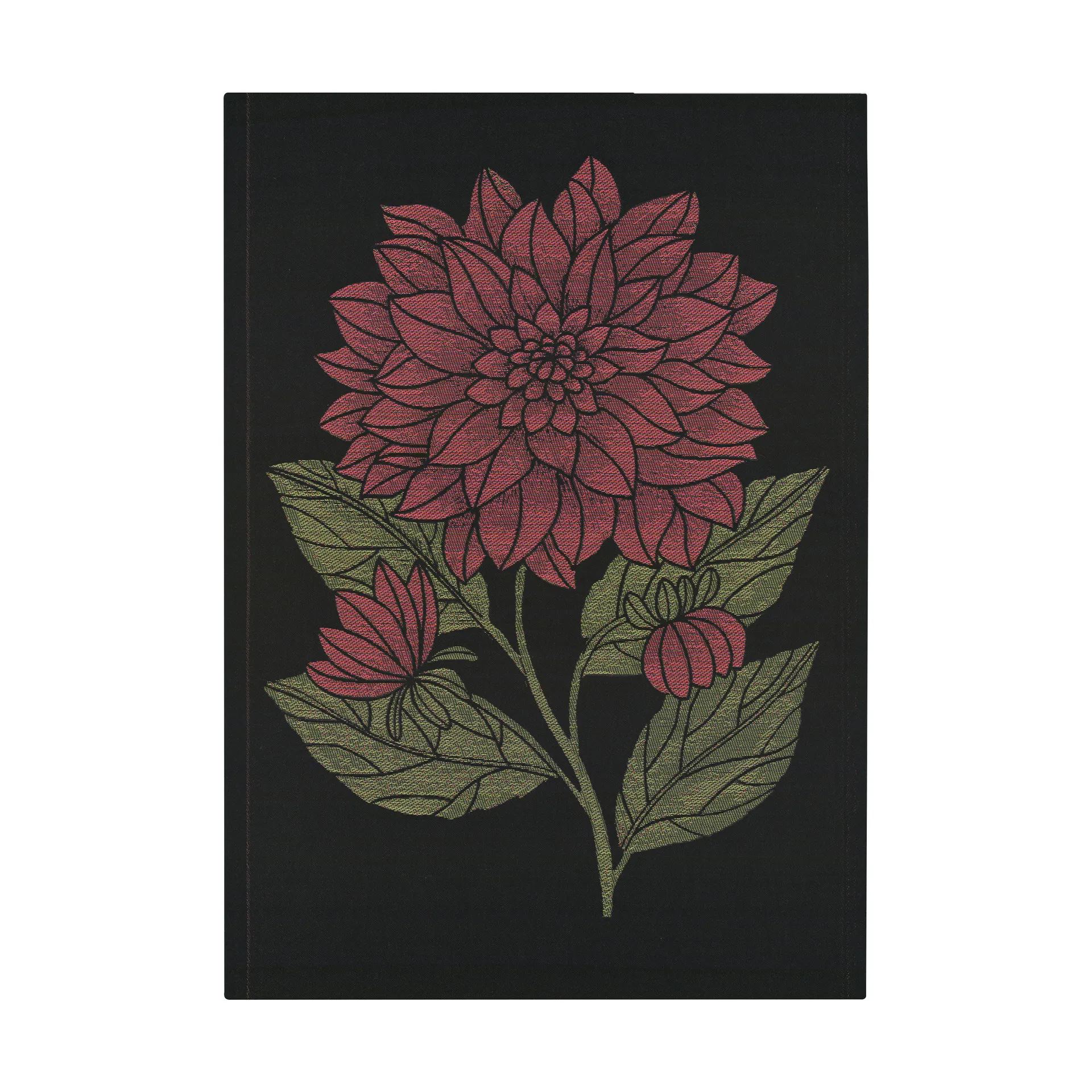 Dahlia kjøkkenhåndkle 48x70 cm, Rød-svart-grønn Ekelund Linneväveri