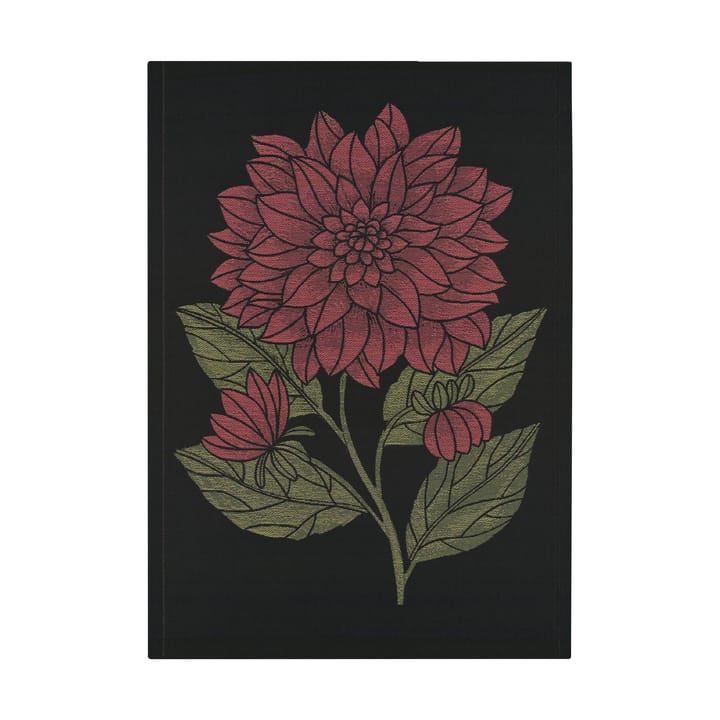 Dahlia kjøkkenhåndkle 48x70 cm - Rød-svart-grønn - Ekelund Linneväveri