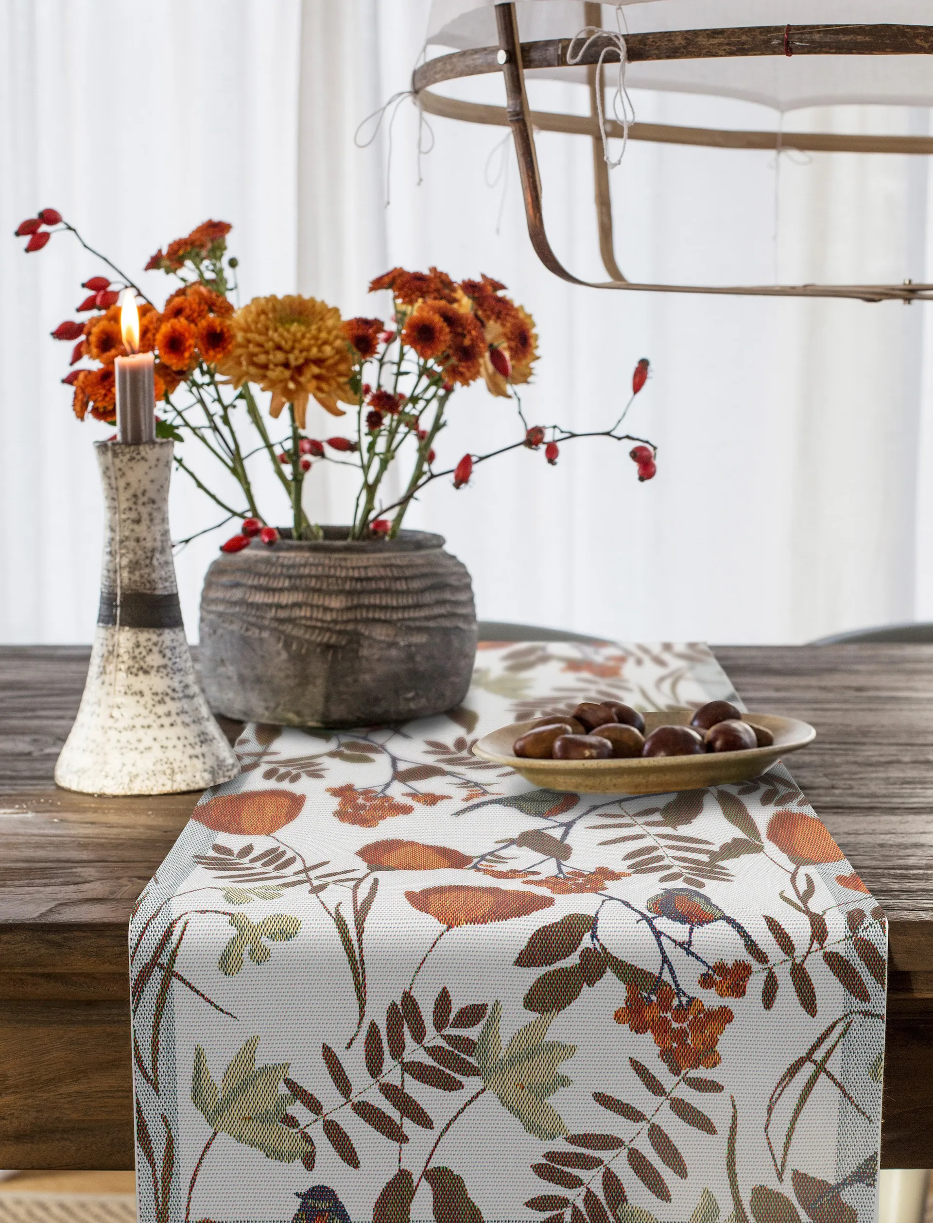 Fåglabäck bordløper 35x120 cm, Brun Ekelund Linneväveri