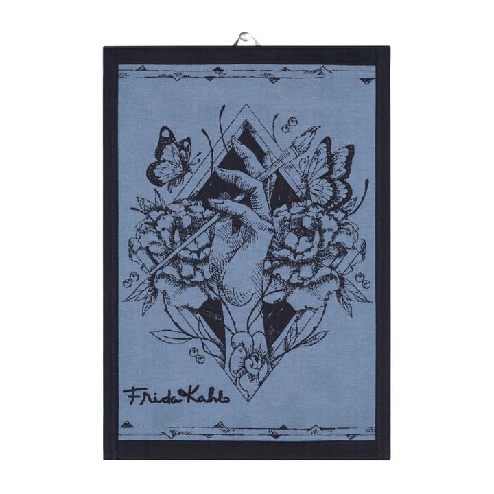 Frida Kahlo Amor Al Arte kjøkkenhåndkle 35 x 50 cm - Sort - Ekelund Linneväveri