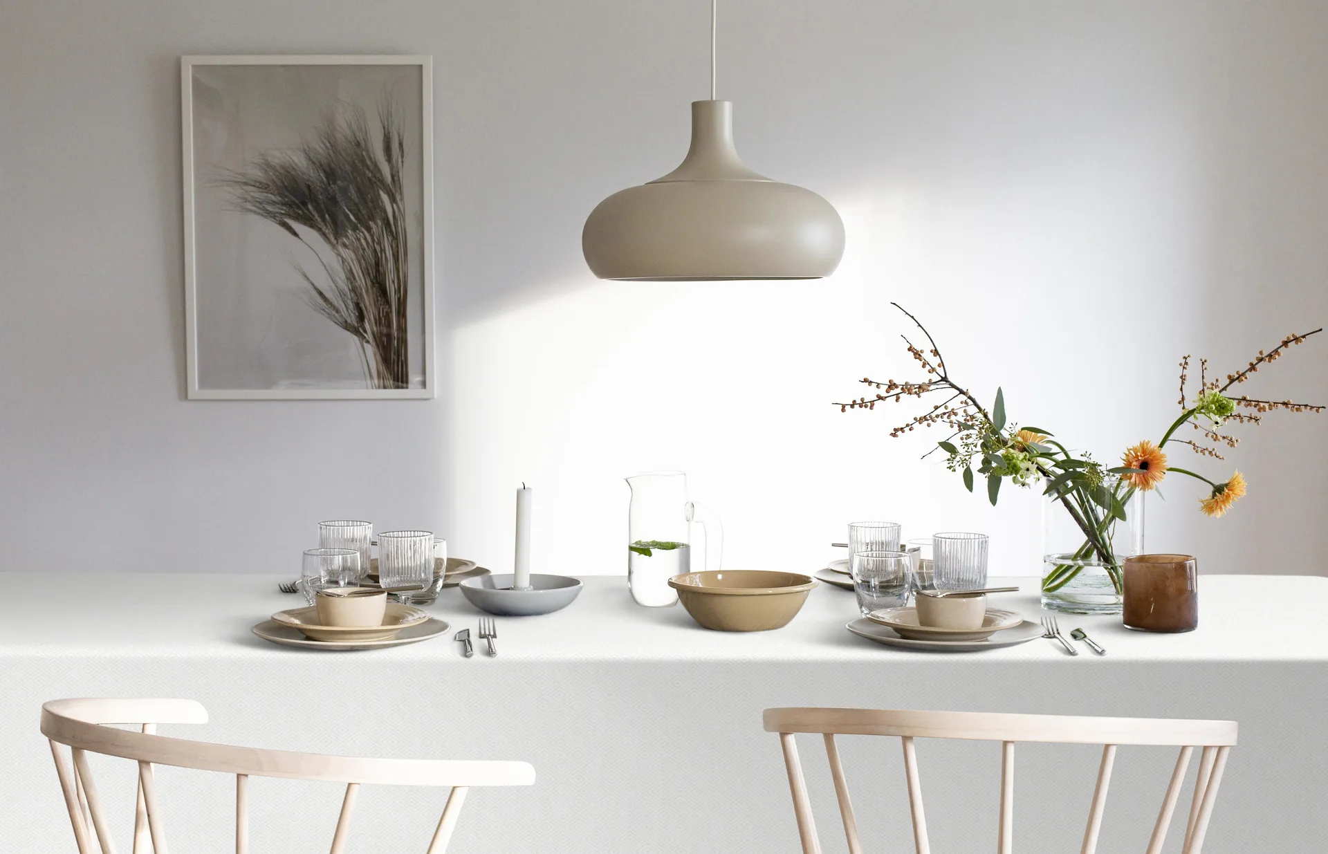Gåsöga duk bleket, 150 x 250 cm Ekelund Linneväveri