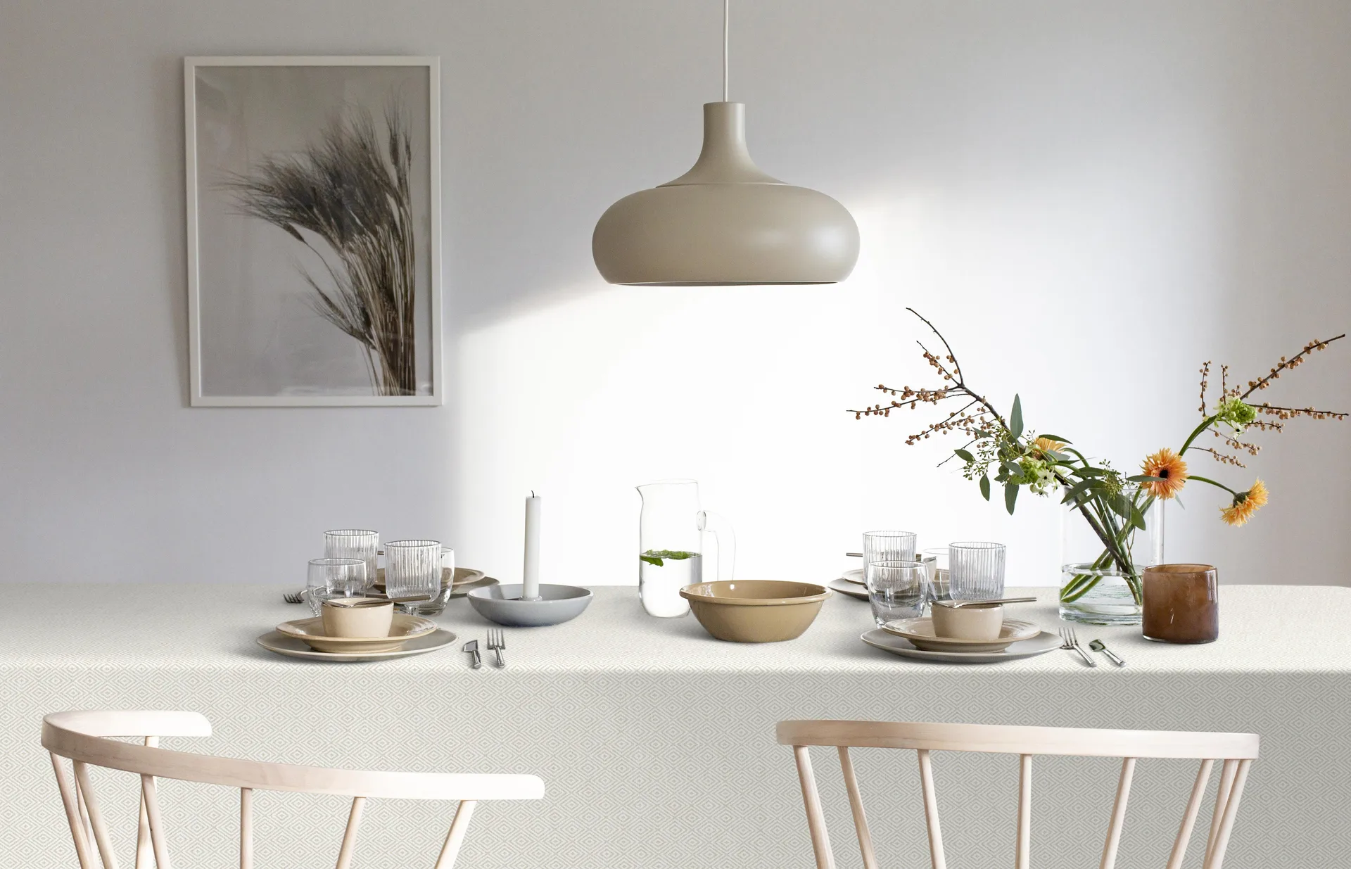 Gåsöga duk ubleket, 150 x 300 cm Ekelund Linneväveri