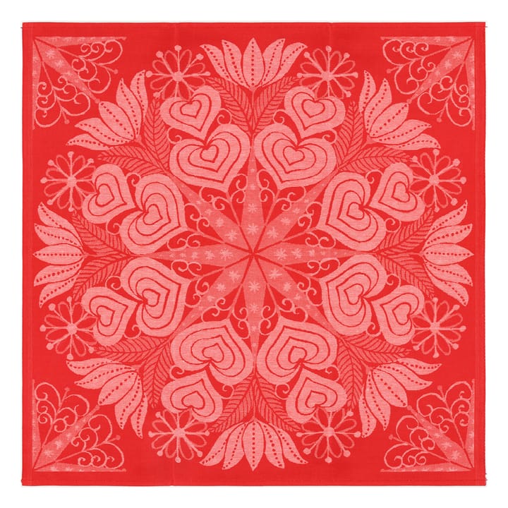 Hjärtbo duk 80x80 cm - Rød - Ekelund Linneväveri