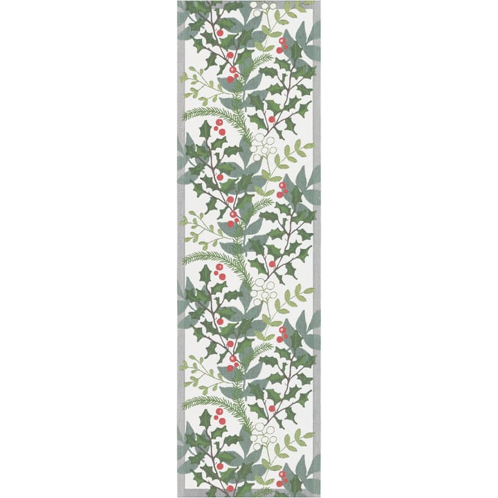 Julia bordsløper 35x80 cm, Hvit-grønn Ekelund Linneväveri