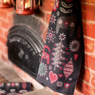 Julnatt kjøkkenhåndkle - sort, 48x70 cm - Ekelund Linneväveri
