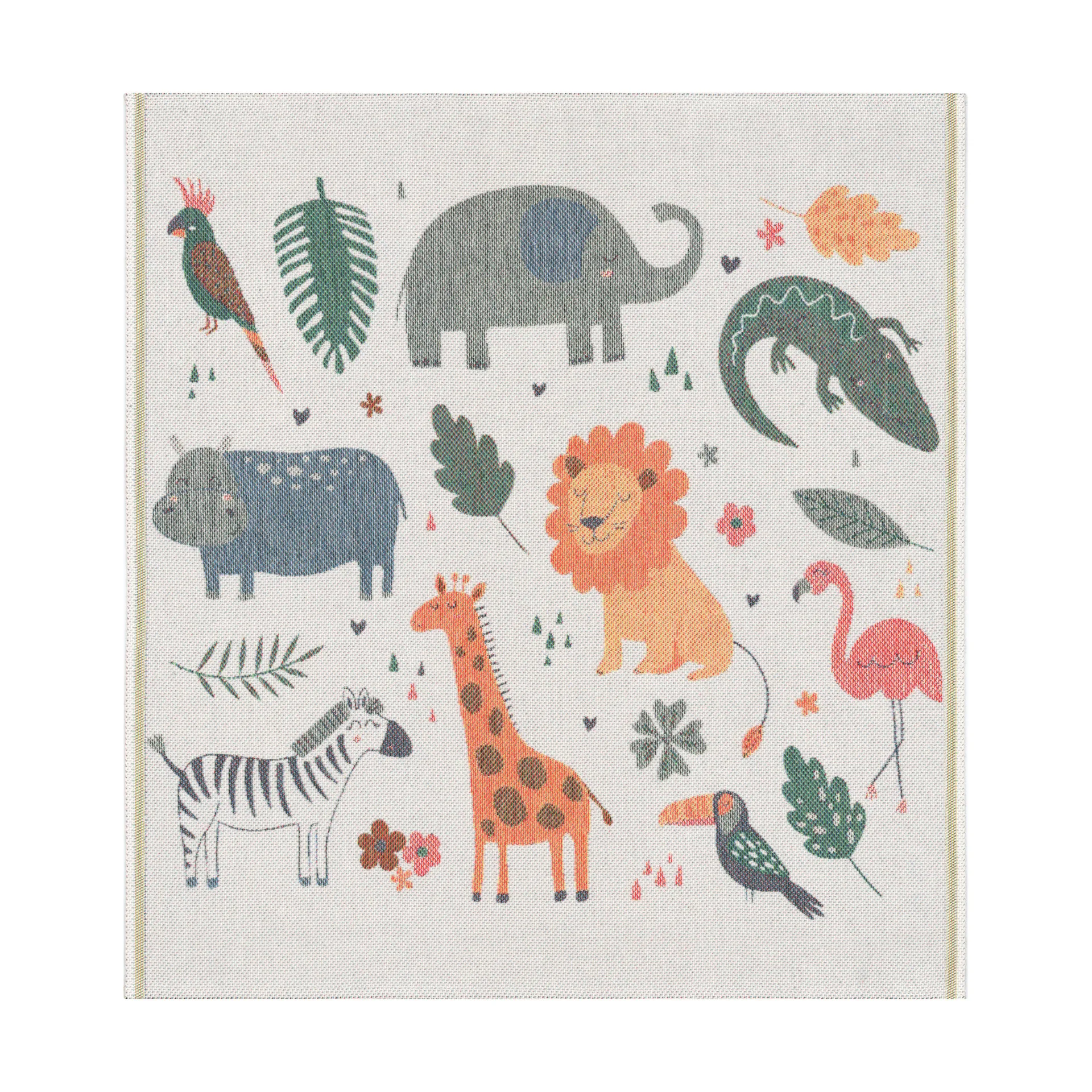 Jungeldyr babyteppe 70x75 cm, Multi Ekelund Linneväveri