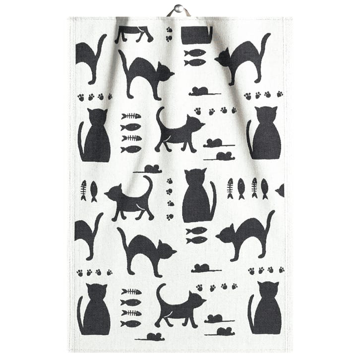 Kattliv kjøkkenhåndkle 48x70 cm, Grå Ekelund Linneväveri
