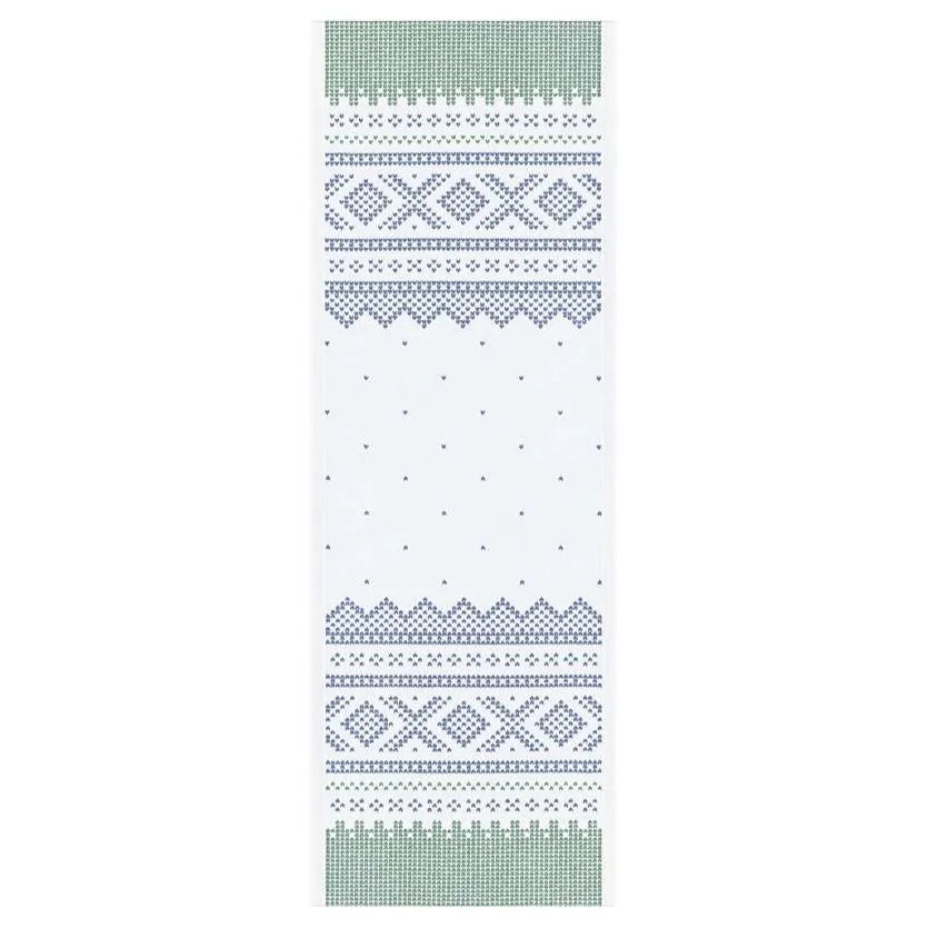 Marius bordløper 35x100 cm, Grønn-blå Ekelund Linneväveri