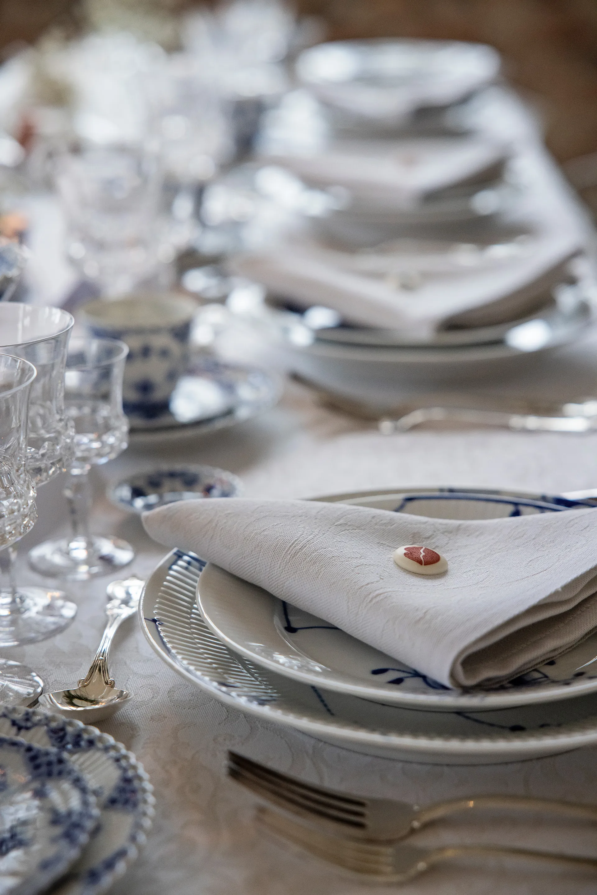 Medaljong serviett 35x35 cm, Hvit Ekelund Linneväveri