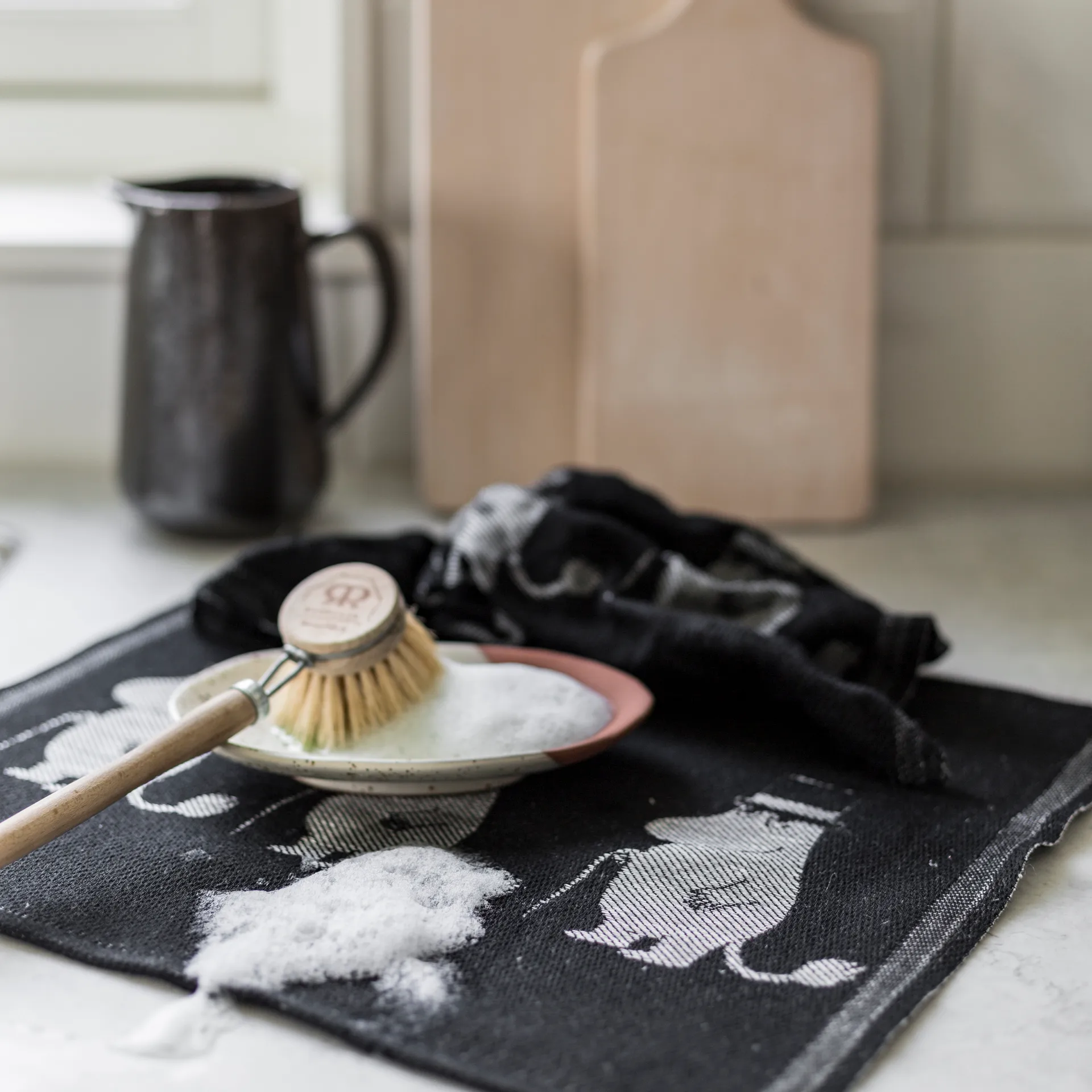 Moominpappa oppvaskklut 28x35 cm, Svart Ekelund Linneväveri