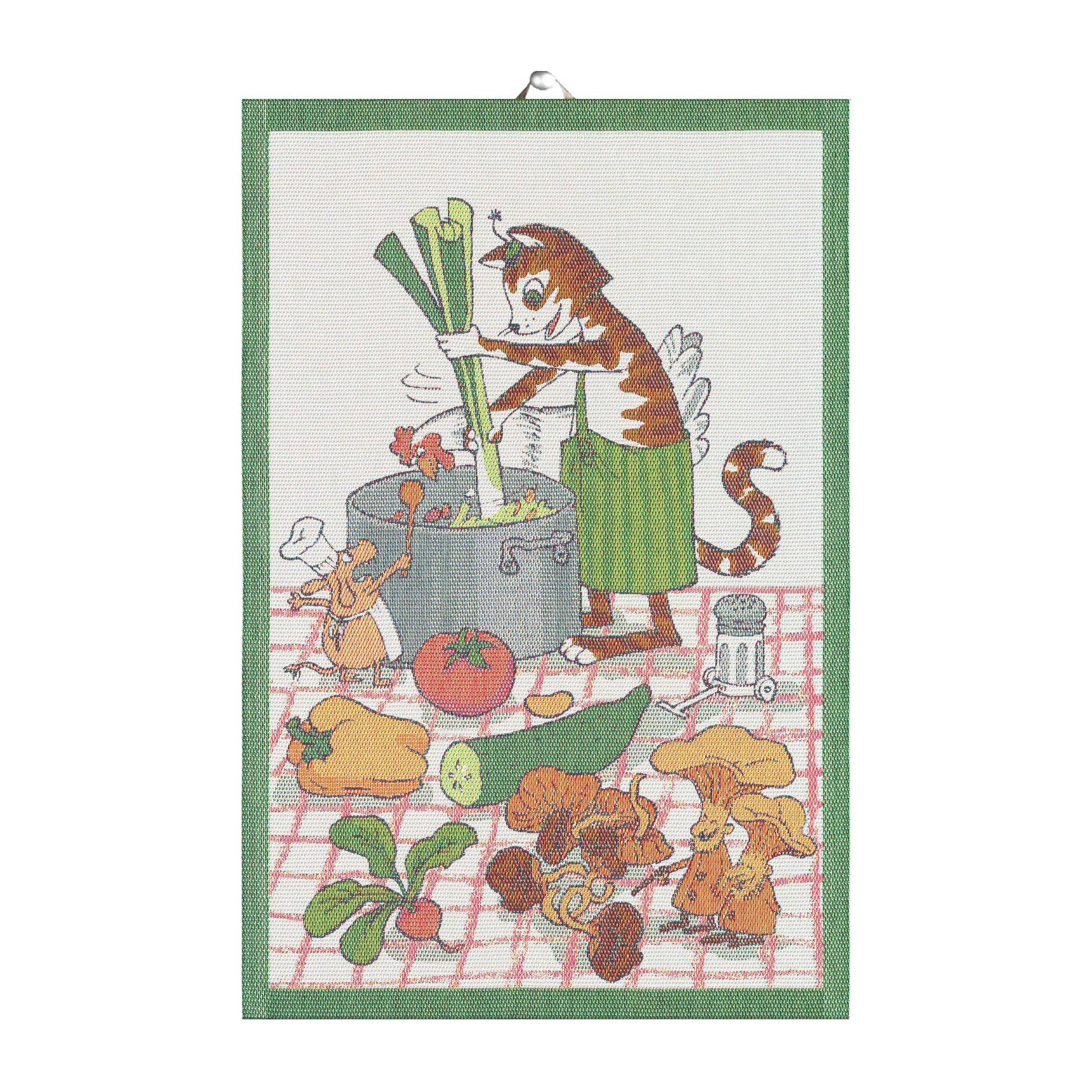 Pettson & Findus kjøkkenhåndkle, Matlaging Ekelund Linneväveri