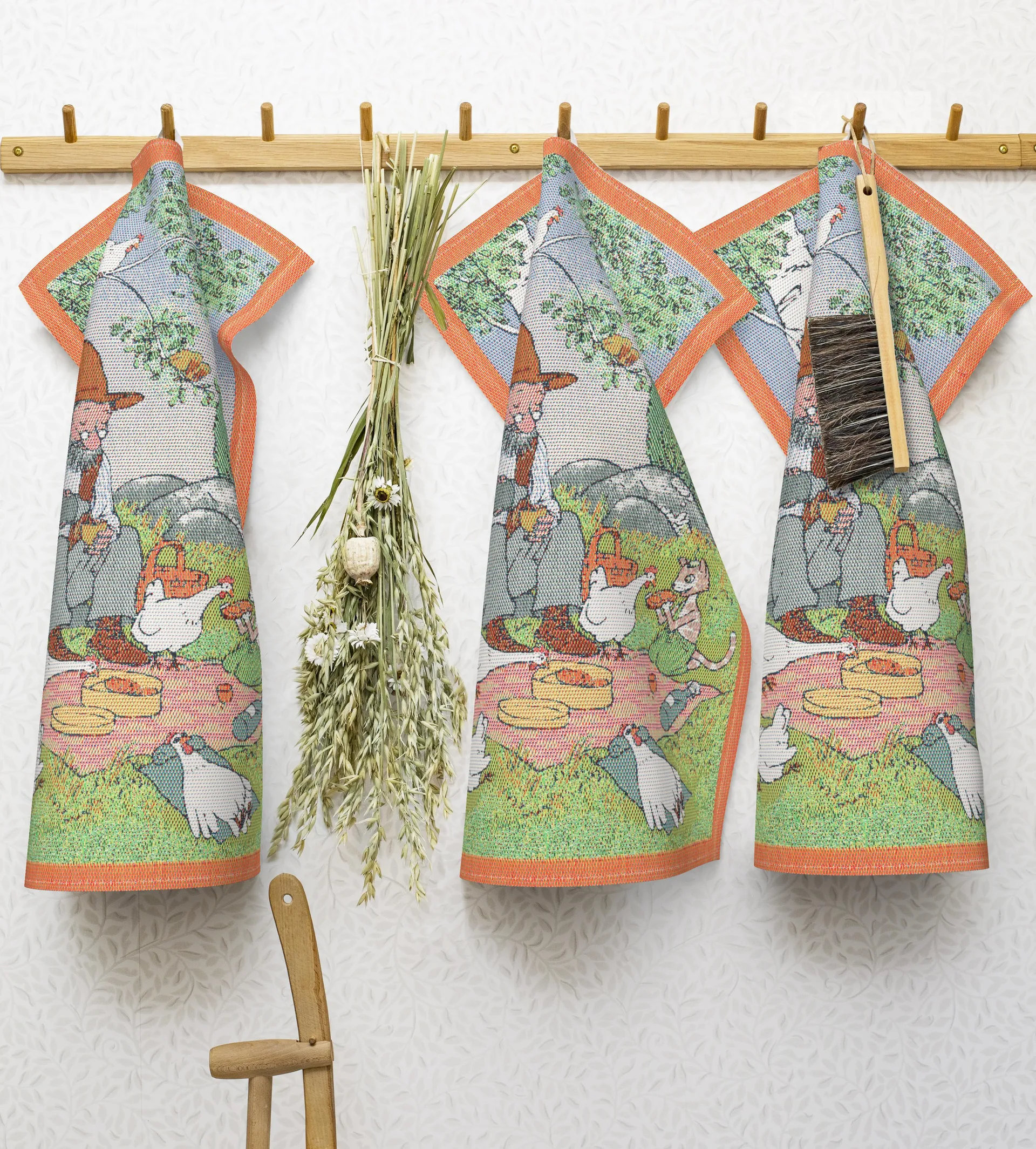 Pettson & Findus kjøkkenhåndkle, Piknik Ekelund Linneväveri