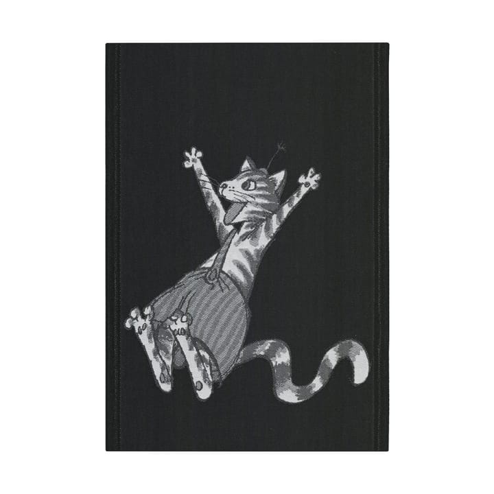Pettson & Findus kjøkkenhåndkle svart-hvit 35x50 cm - Hopper - Ekelund Linneväveri